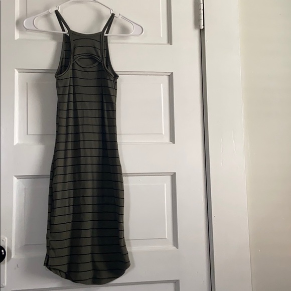 Olive with black stripes mini dress - Picture 3 of 3